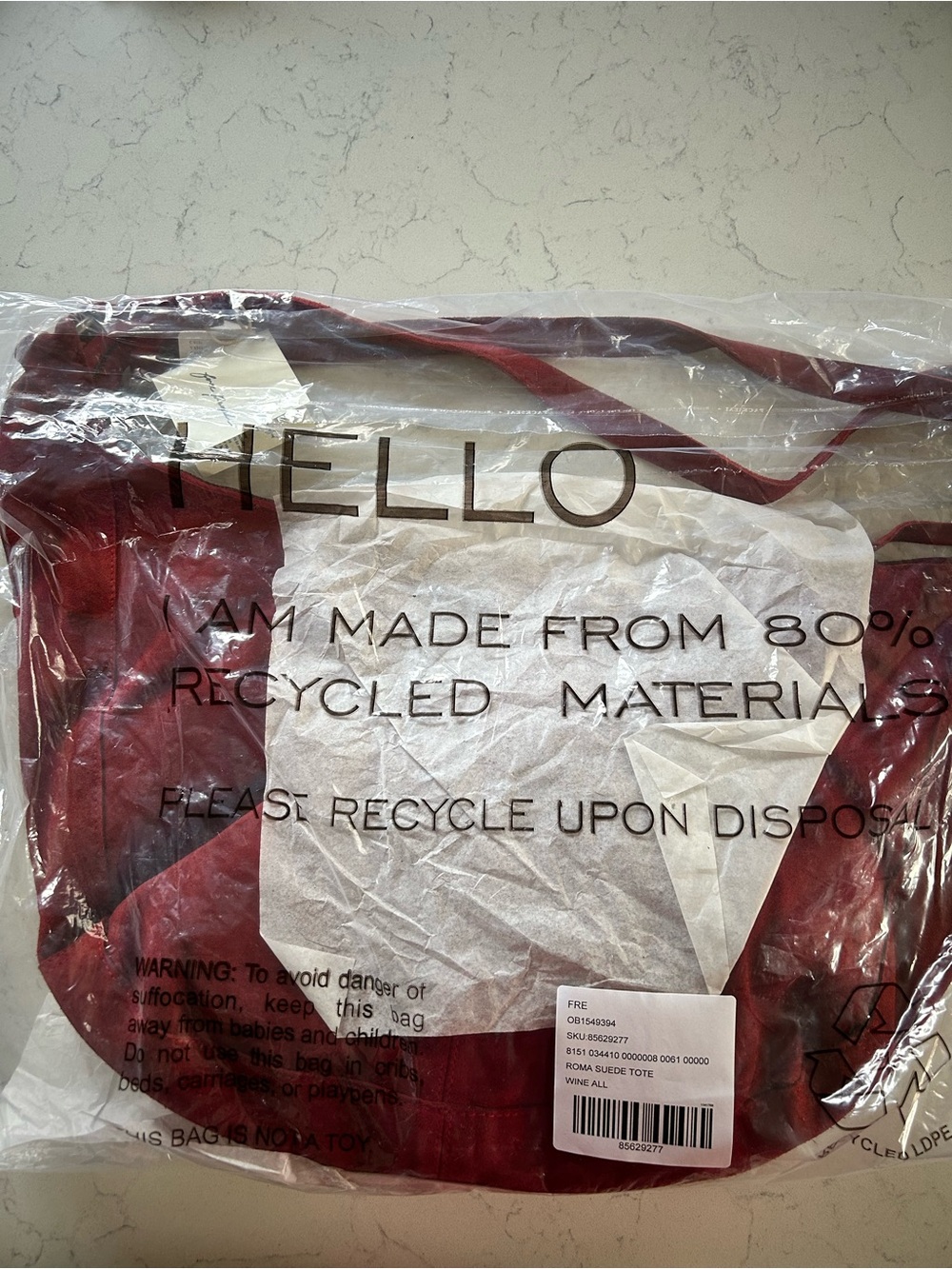 🍓NWT Free People Suede Roma Tote in Garnet With Included Strawberry Bag Charm - Picture 3 of 11
